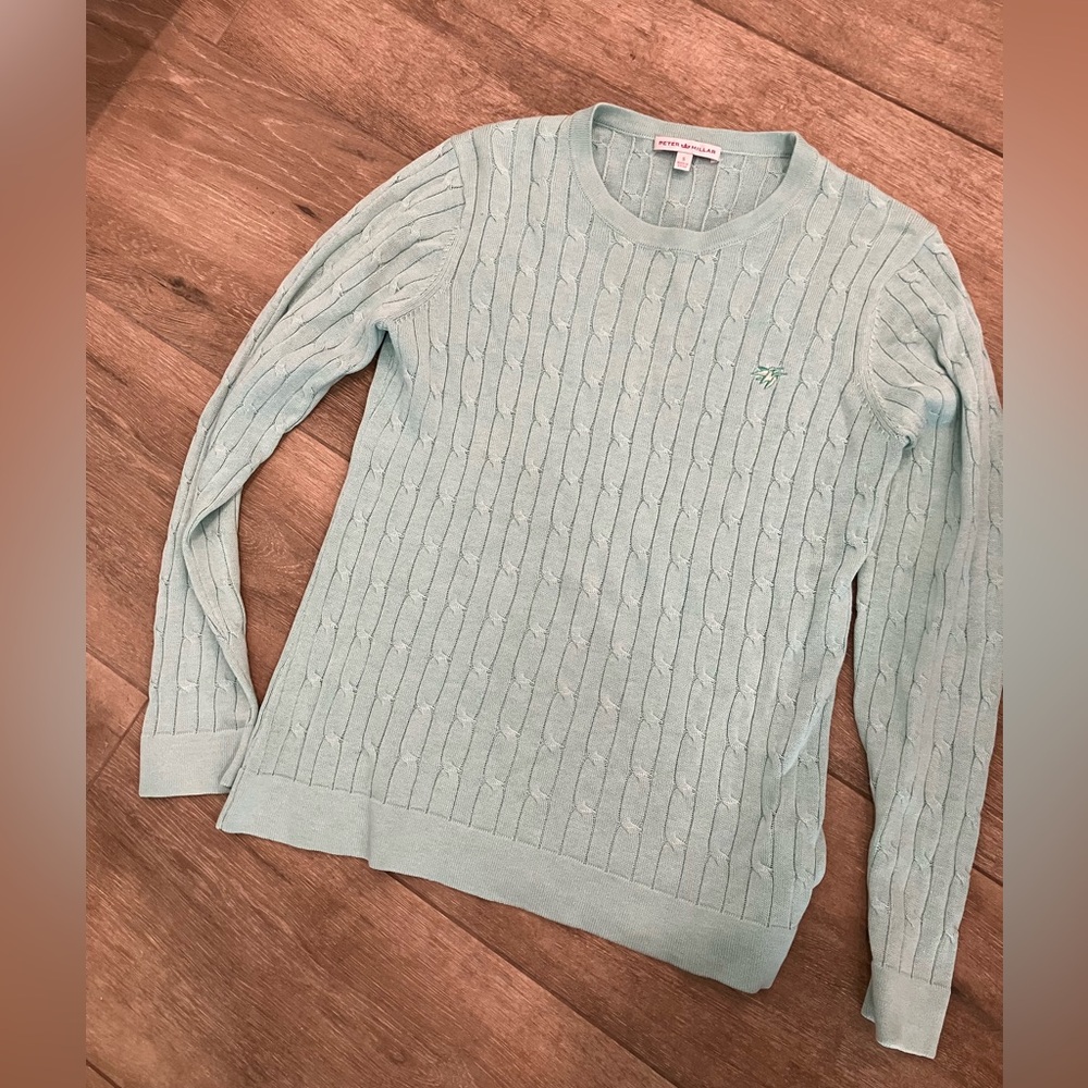 Peter Millar Light Blue Cable Knit Sweater